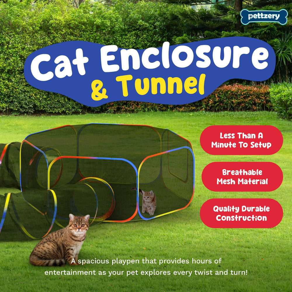 Pettzery cat tent tunnel open entrance for easy access and supervised outdoor fun.