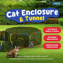 Pettzery cat tent tunnel open entrance for easy access and supervised outdoor fun.