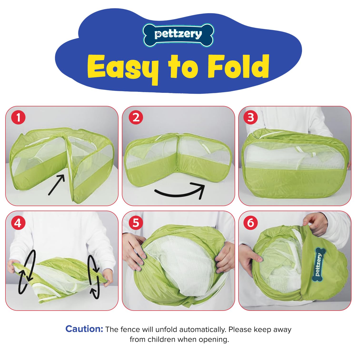Pettzery foldable playpen stores flat for travel and storage