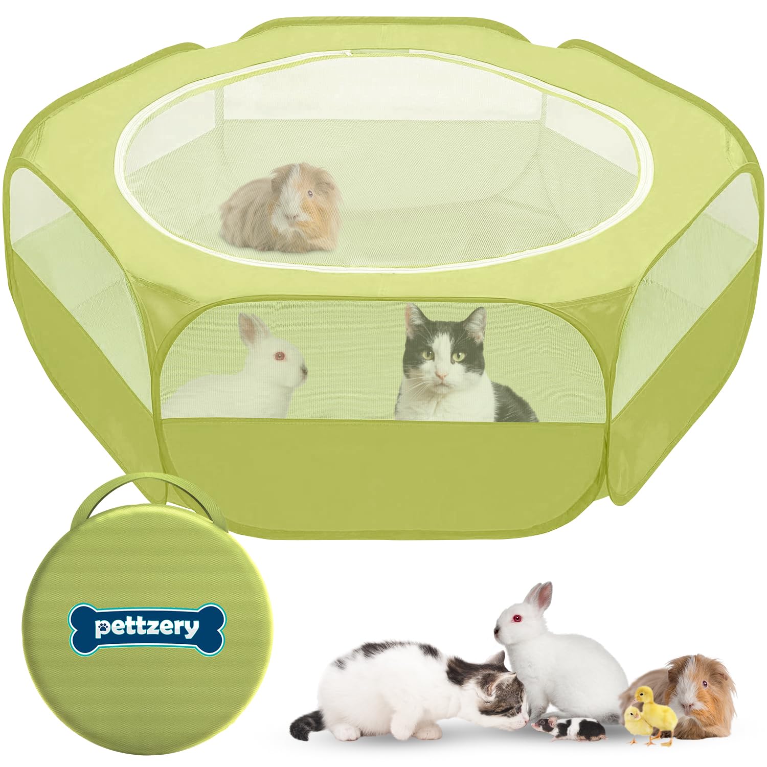 Pettzery small animal playpen with top zipper keeps pets secure during playtime