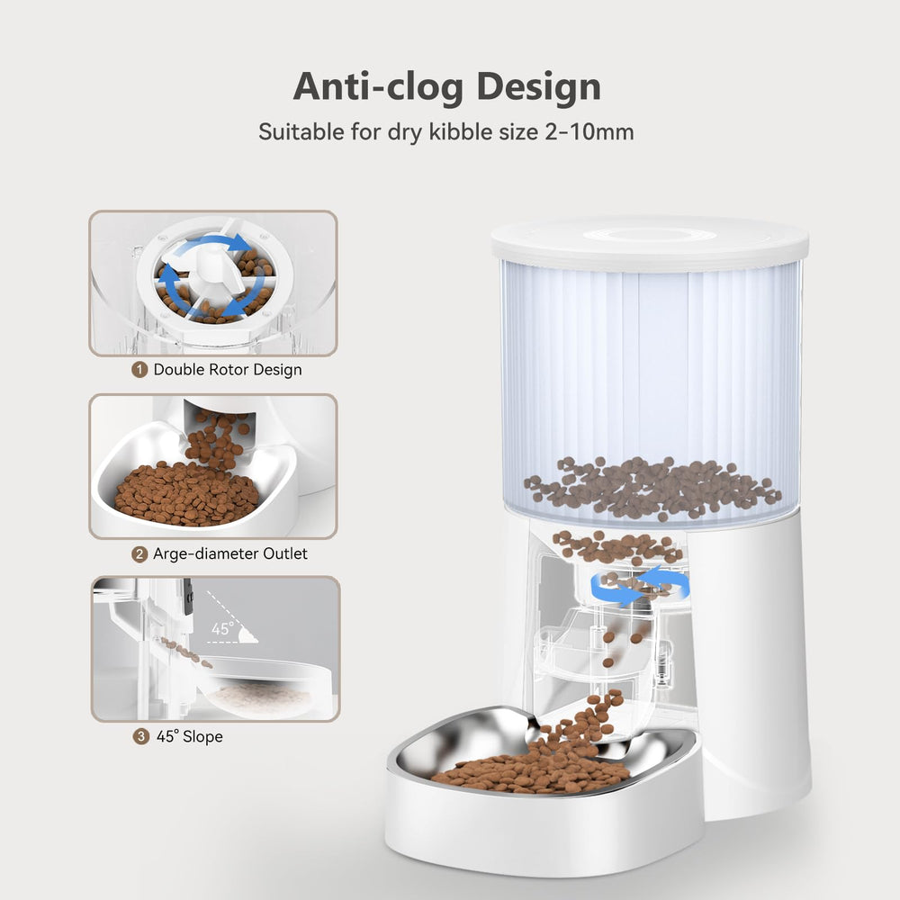 PETULTRA Auto Feeder secure-lock lid deters nibbling and keeps food fresh.