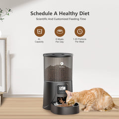 PETULTRA Automatic Cat Feeder desk setup shows compact footprint for home use.