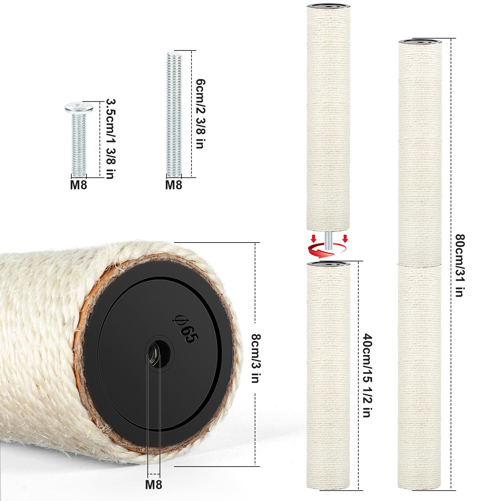 PETUOL refill posts on a cat tree enable quick, screw-in maintenance.