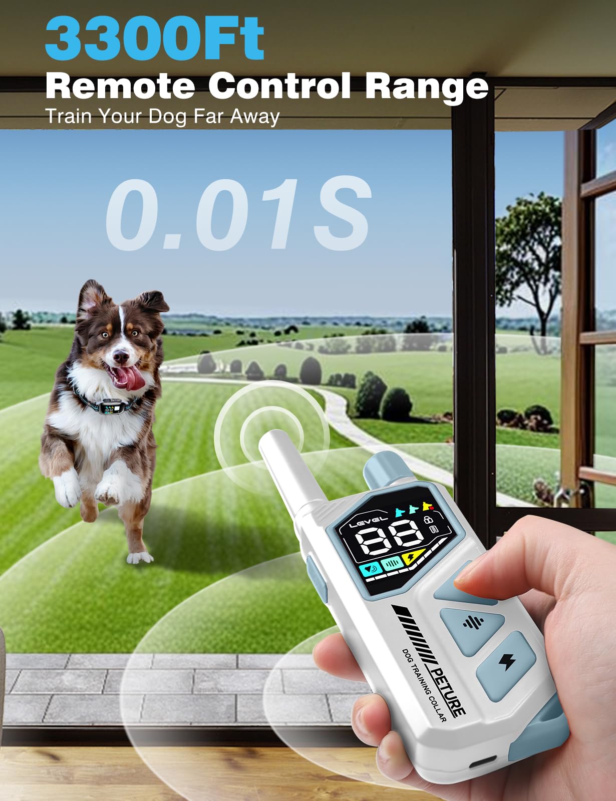 PETURE bark collar no-static-mode demonstrates safe, gentle training options