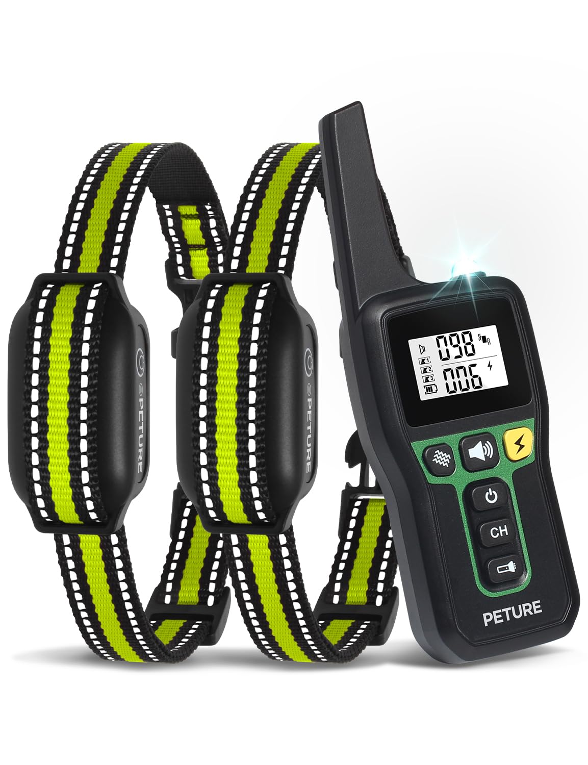 PETURE Bark Collar with remote control for precise distance training sessions.