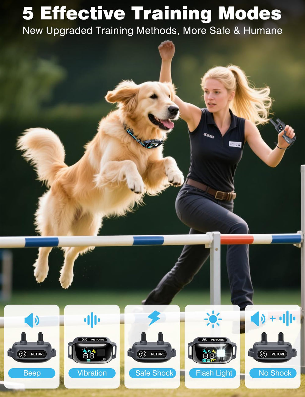 PETURE beeps, vibrations, and static modes offer versatile training options.