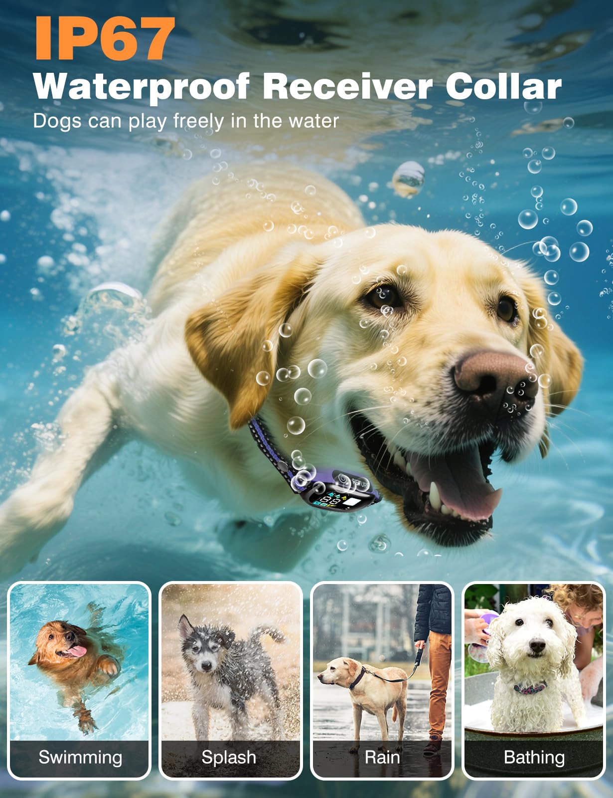 PETURE long-battery-life dog collar with quick charging for extended outings.