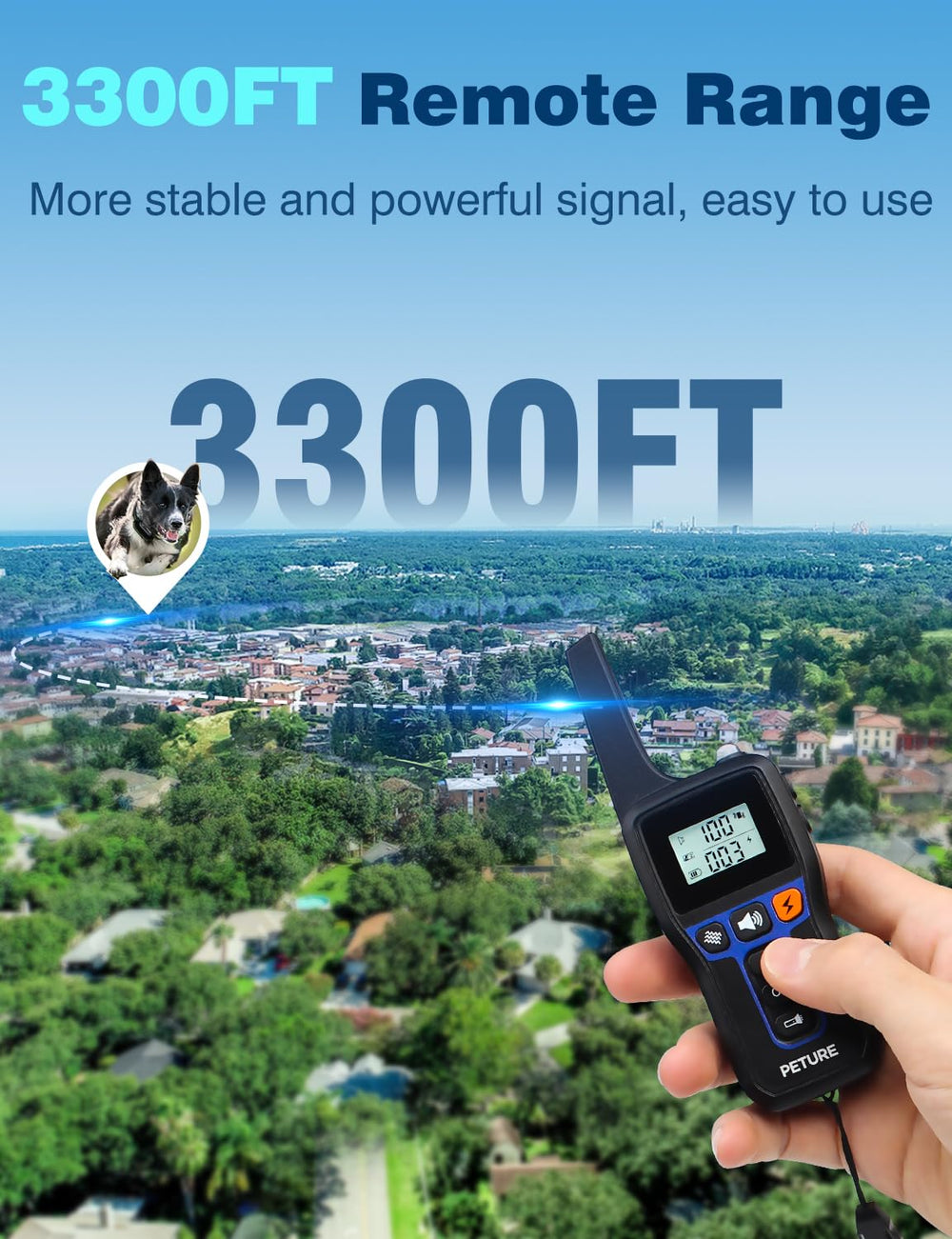 PETURE dog training modes highlight Beep, Vibration, and Static options