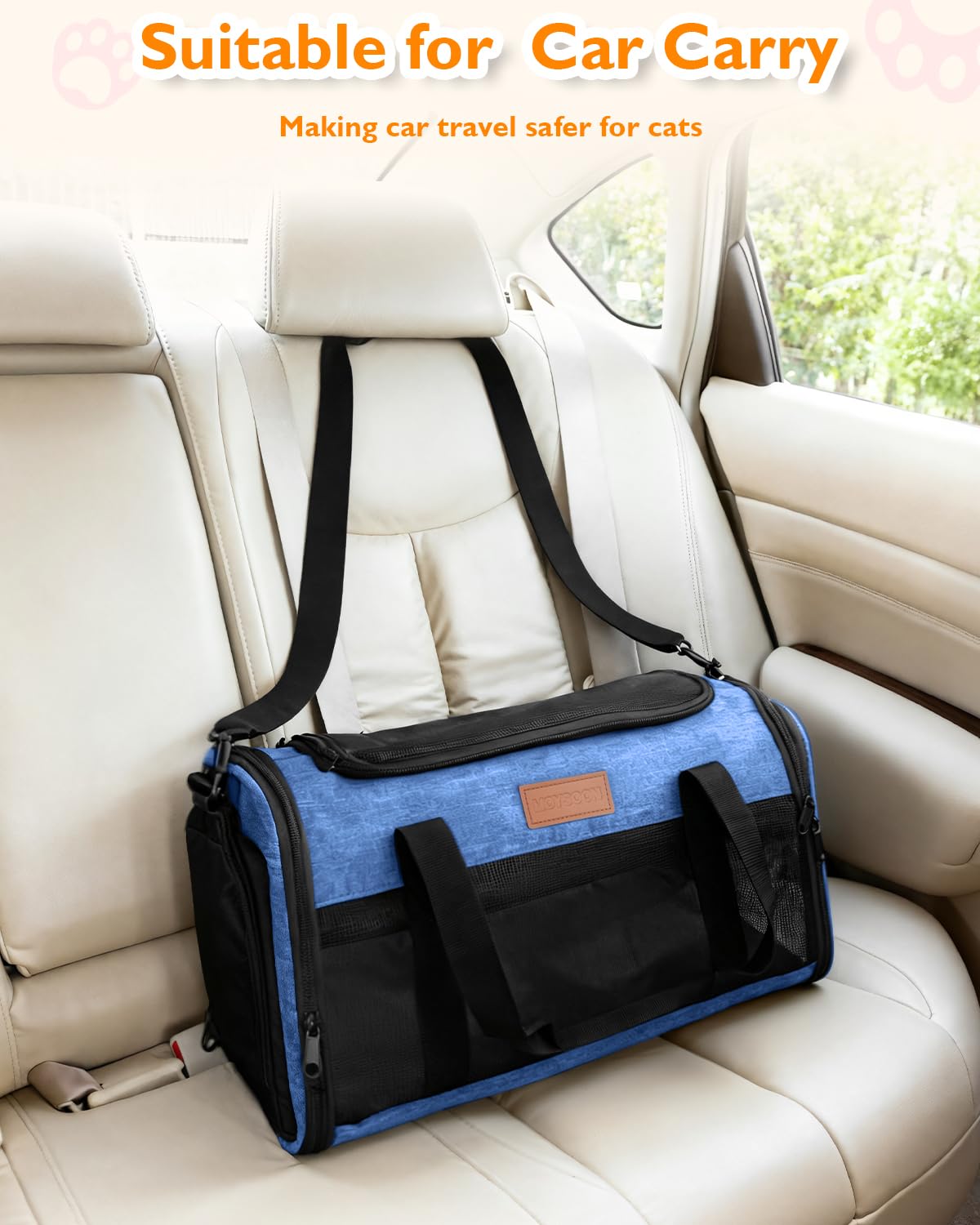 Petux blue soft-sided carrier suits small cats up to 12 lb.