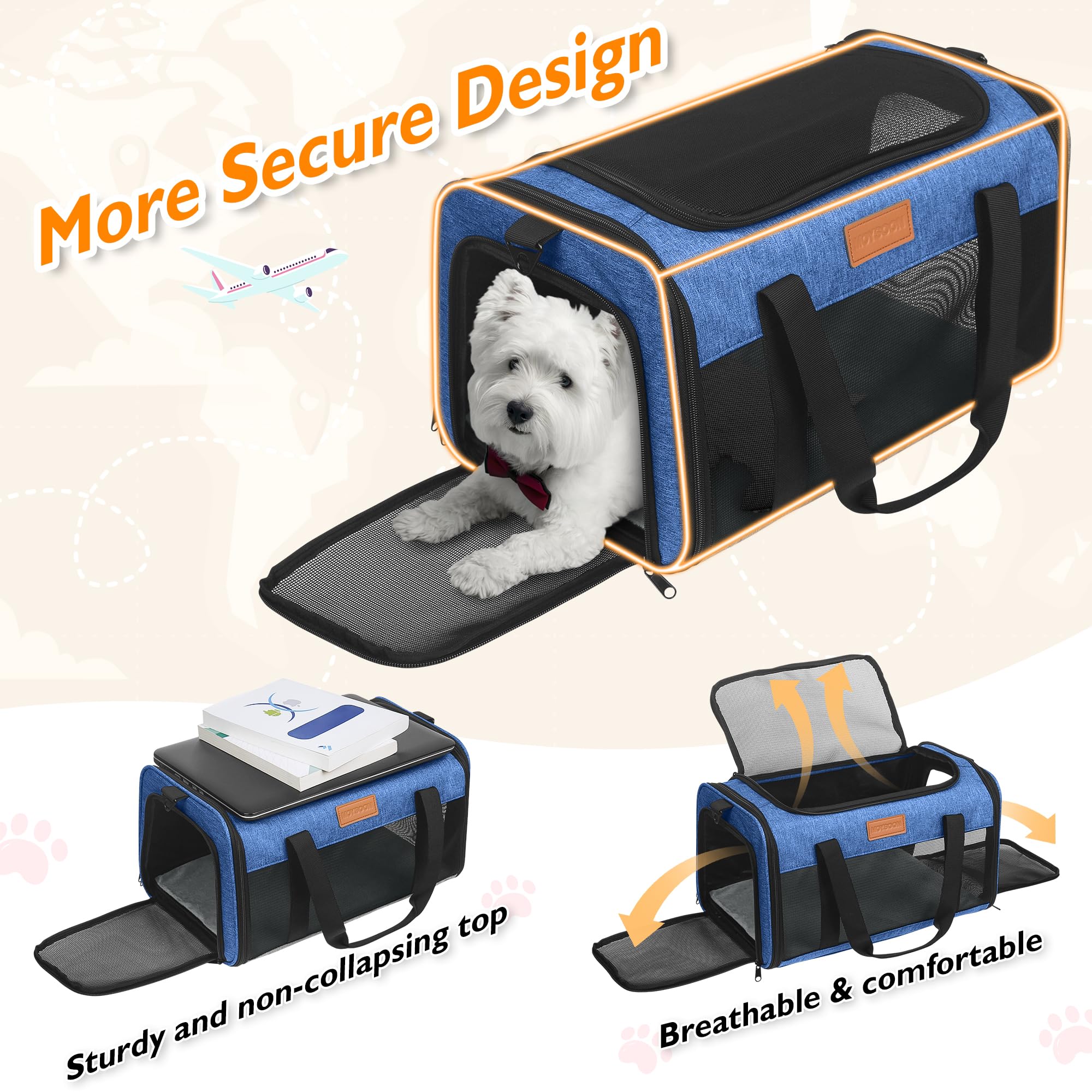 PETUX Cat Travel Carrier breathable mesh panels improve airflow on warm travel days.
