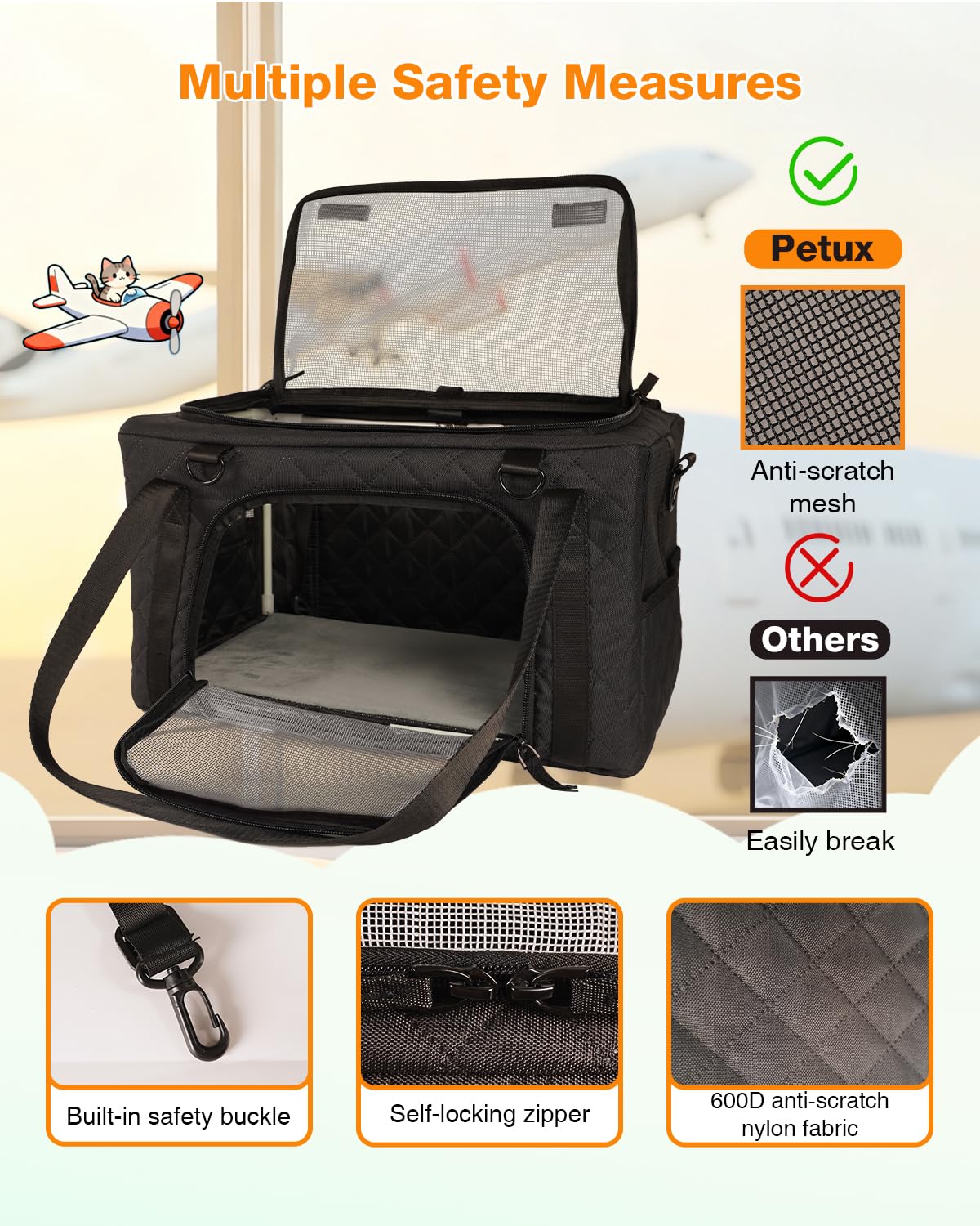 Petux collapsible carrier folds flat for easy storage at home or travel.