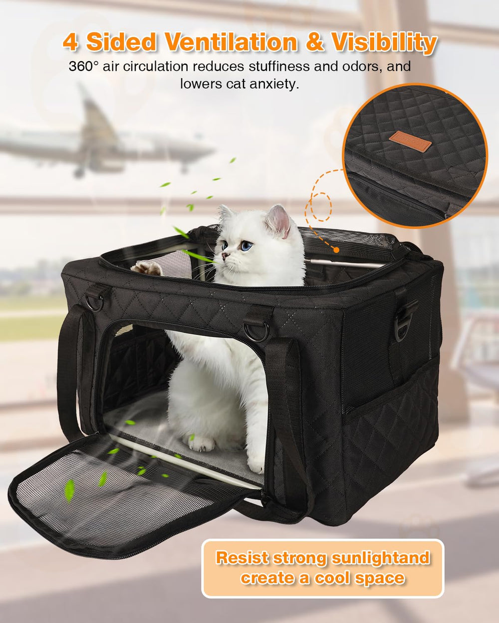 Petux sunshade private-space design offers a calming, sheltered space inside busy terminals.