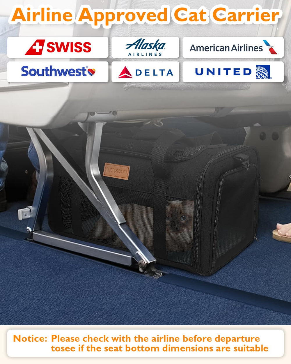 PETUX TSA approved cat carrier side breathable mesh showing airflow