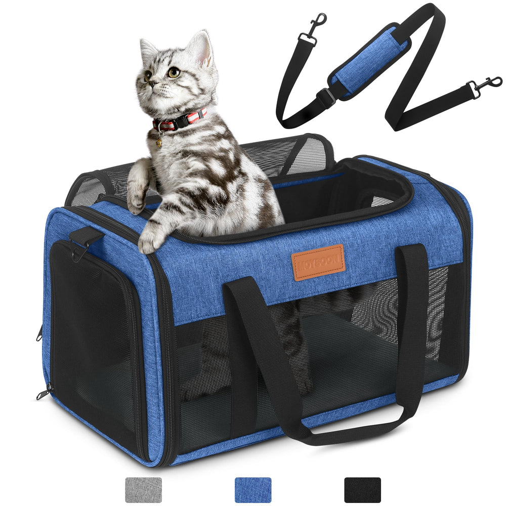 Petux TSA-approved cat carrier underseat design for easy airline travel.
