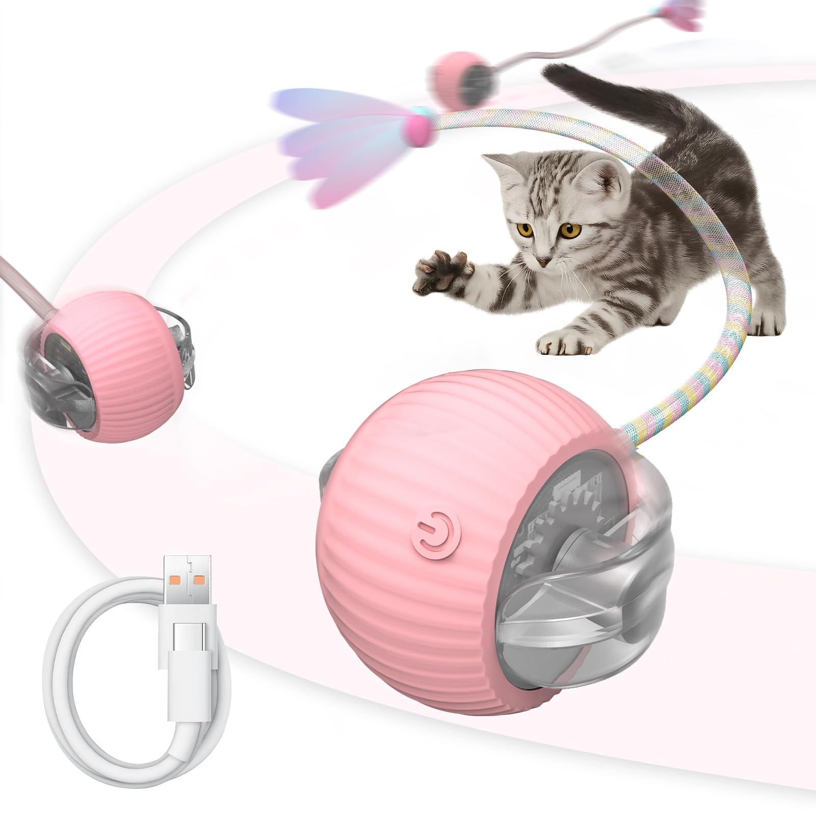 PETVENTURE interactive cat ball toy charging for convenient play sessions