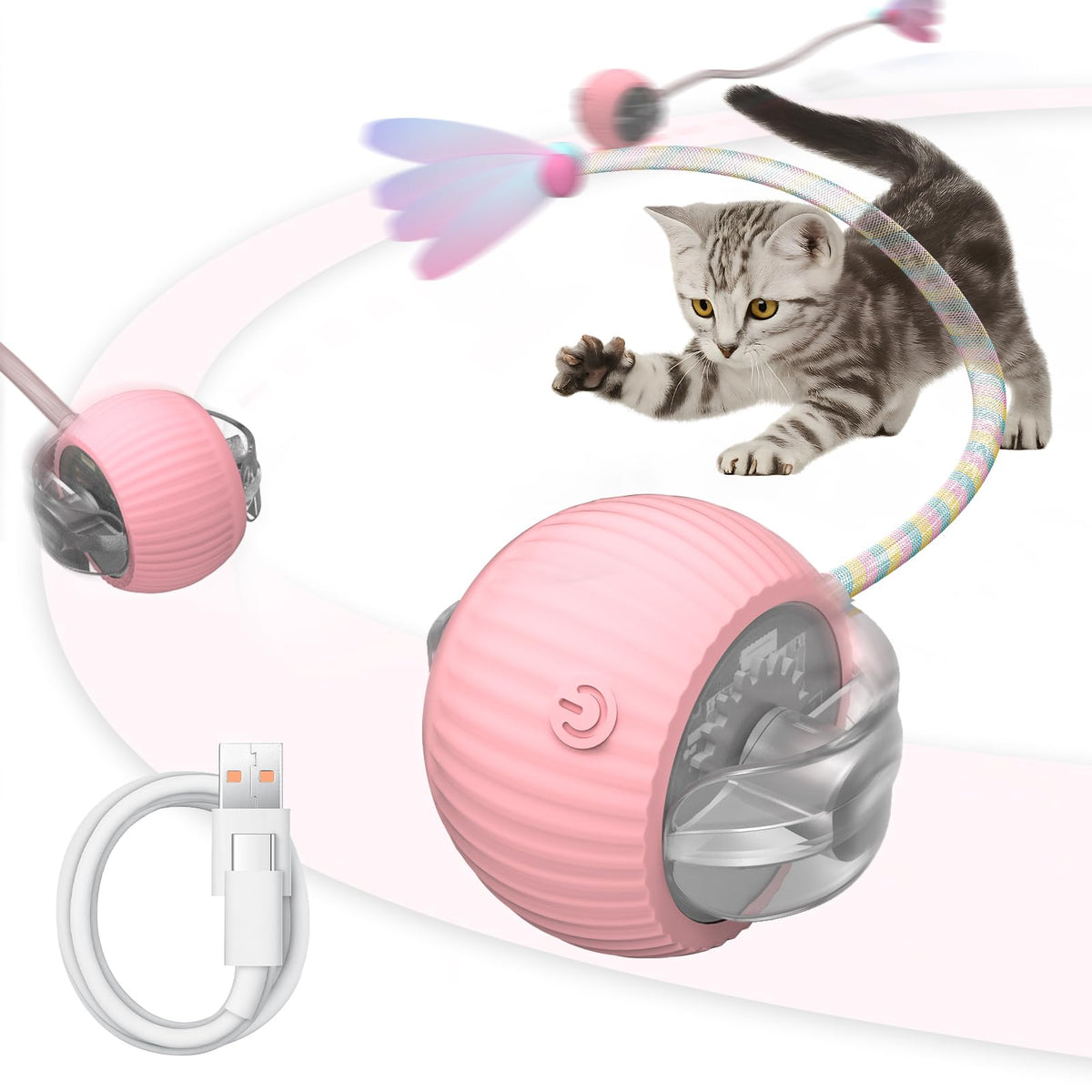 PETVENTURE interactive cat ball toy charging for convenient play sessions
