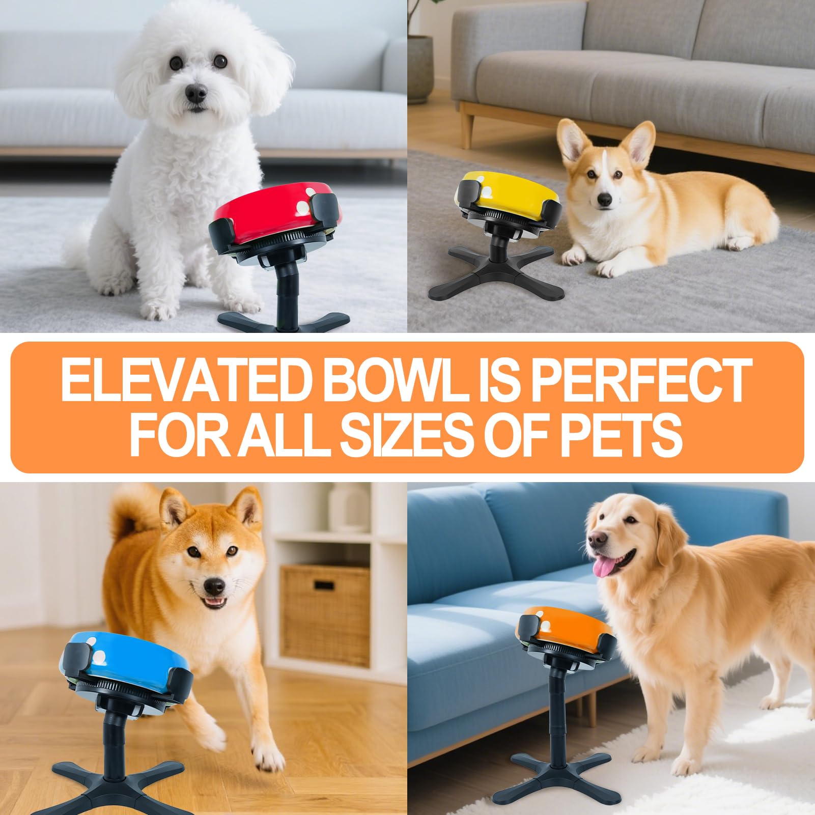 PETVENTURE non-slip base keeps bowls steady during meals for wiggly eaters