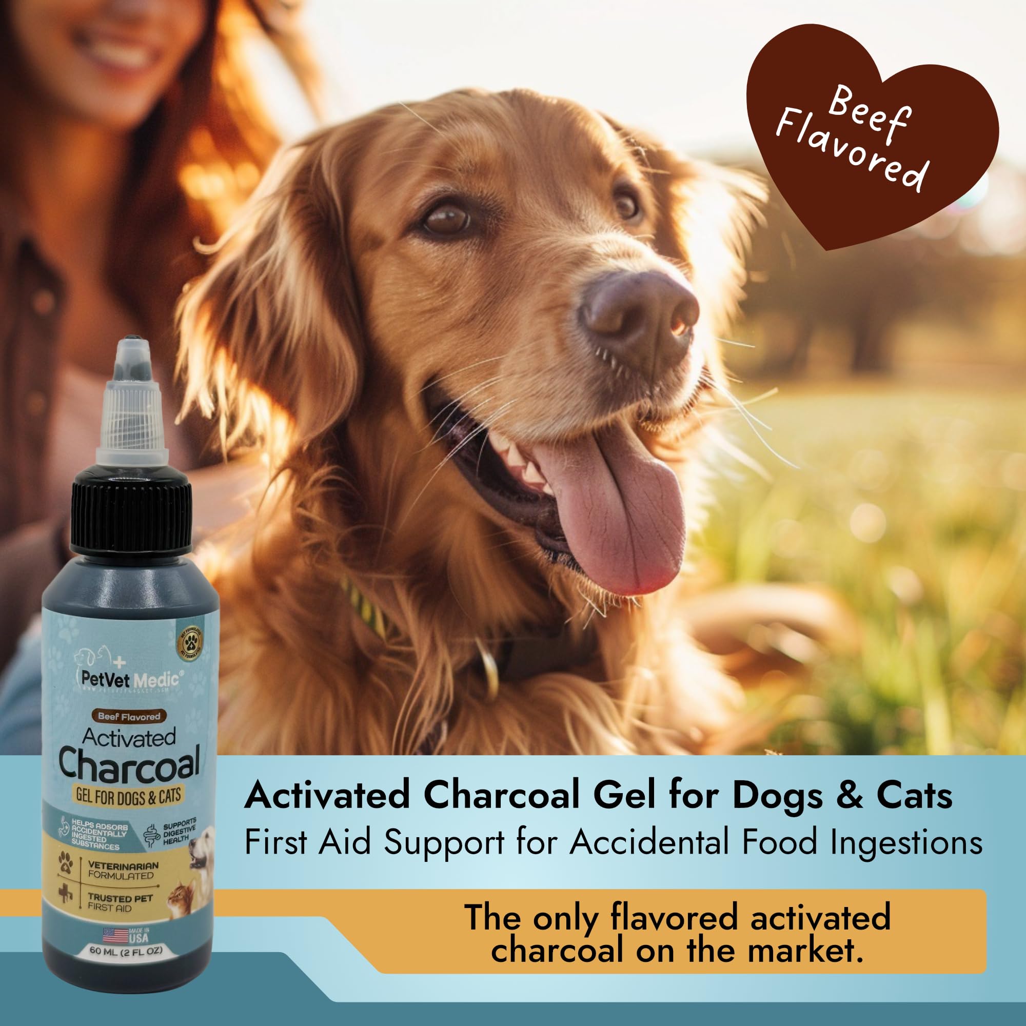 PetVet Medic activated charcoal gel texture close-up for mess-free administration