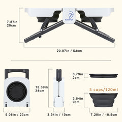 Petvillage dual-dish feature highlights easy feeding with 5-cup total capacity.