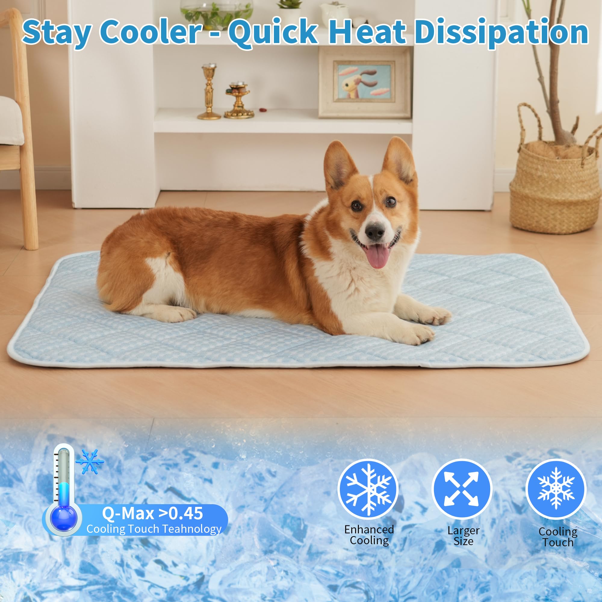 Petville cooling mat shows refreshing cool surface for dogs on warm days.