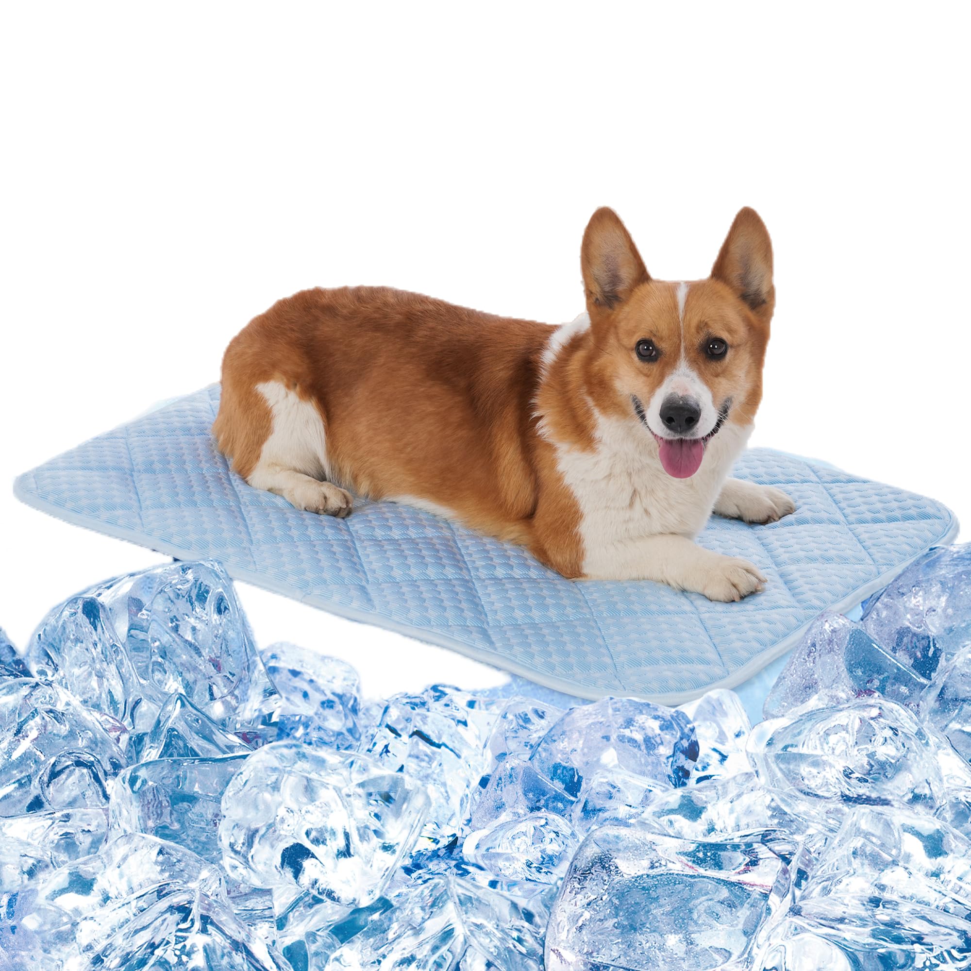Petvolve dog cooling mat folded for easy transport and storage.