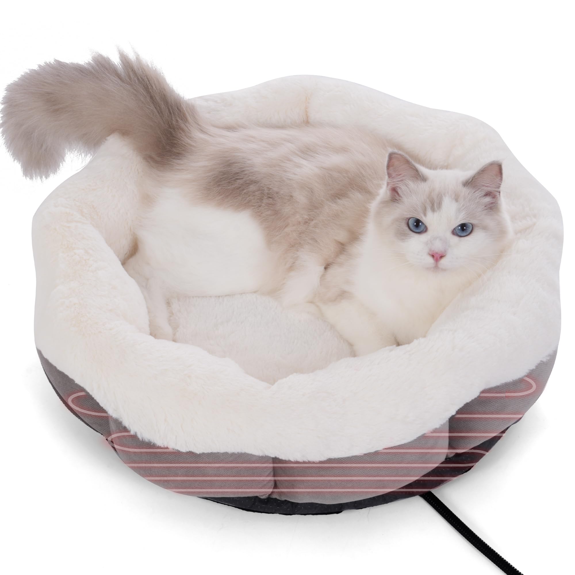 Petvolve heated cat bed round warmth for indoor cats