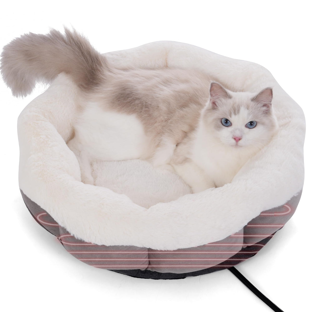 Petvolve heated cat bed round warmth for indoor cats