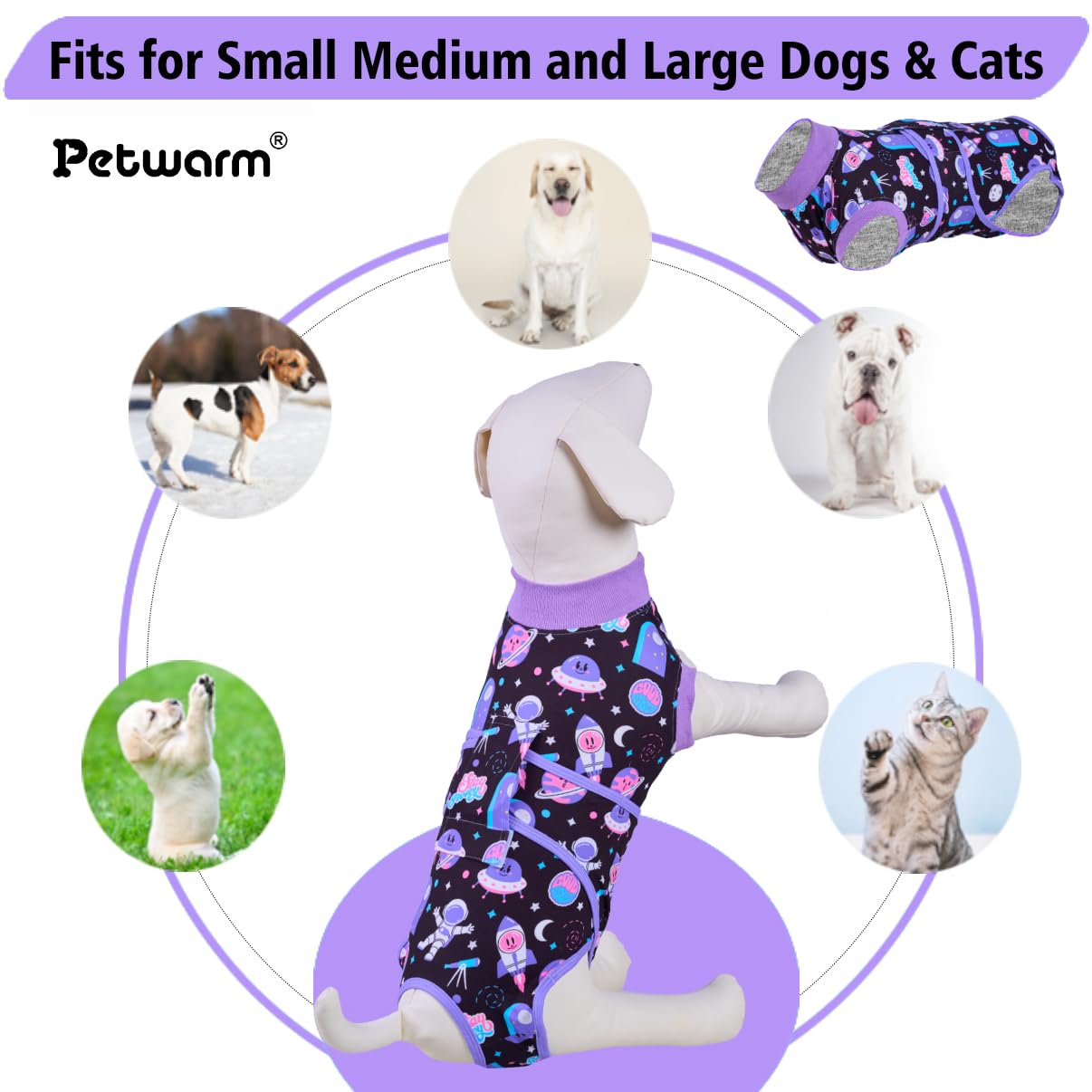 PetWarm anti-licking design side view emphasizes protective features
