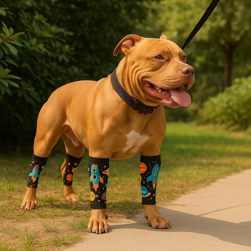 PetWarm astronaut print sleeve design supports recovery with style.