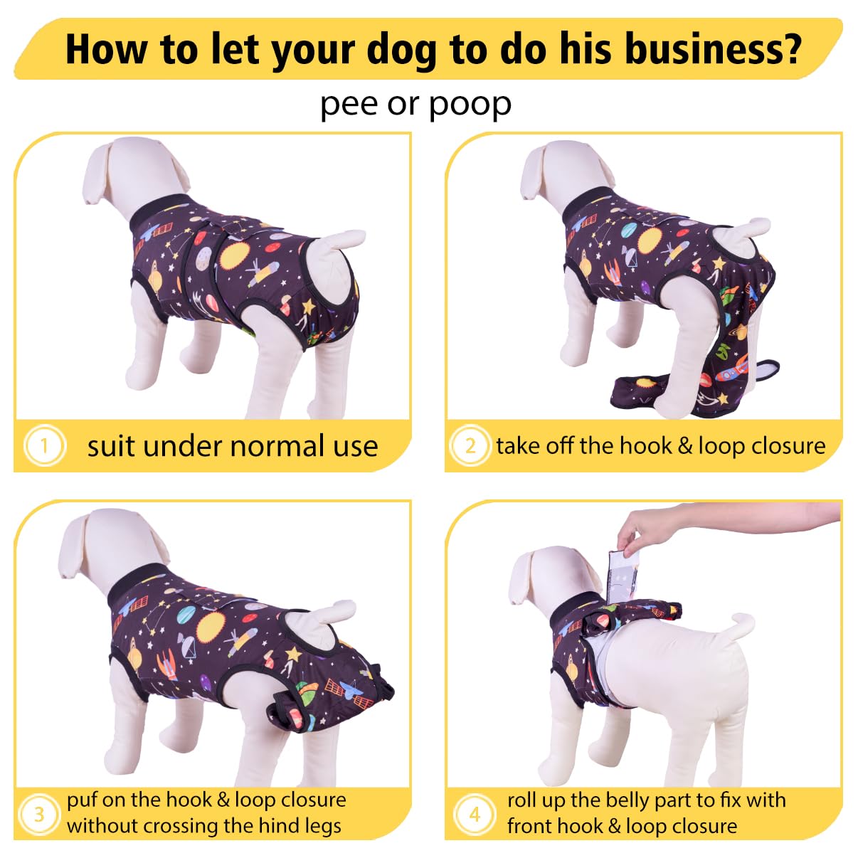 PetWarm dog neuter suit easy-on-off close-up demonstrates user-friendly dressing