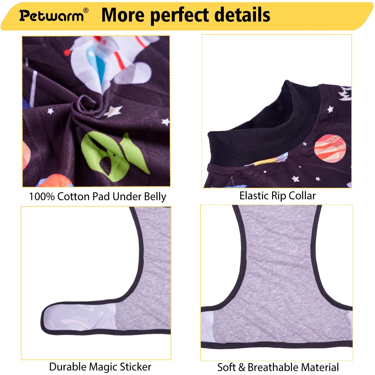 PetWarm dog neuter suit satellite-pattern design adds stylish comfort during recovery
