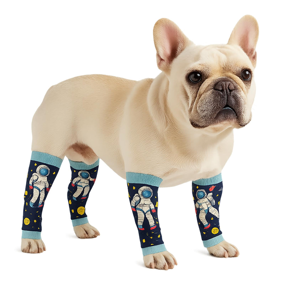 Petwarm dog recovery leg sleeves Astronaut design grey for post-surgery protection and comfort