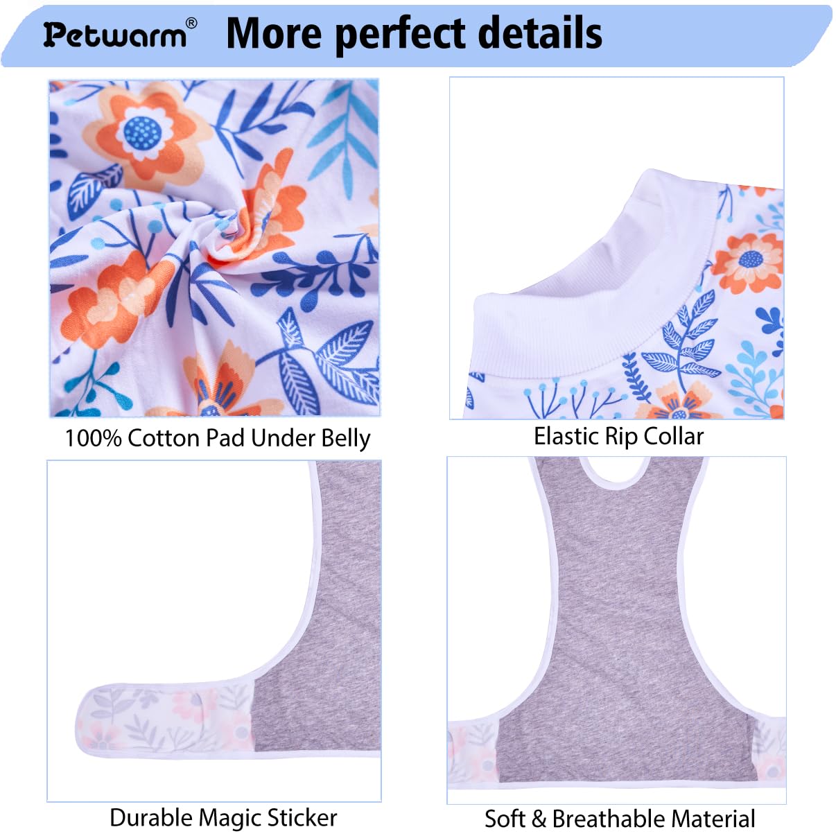 PetWarm dog recovery suit abdominal guard reduces mess and adds warmth.
