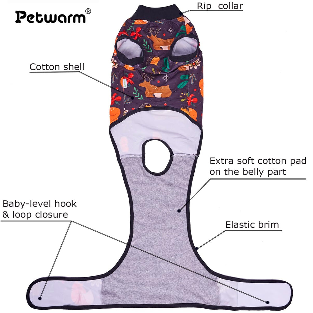 PetWarm dog-recovery-suit adjustable-back-length demonstrates adjustable fit for easy wear