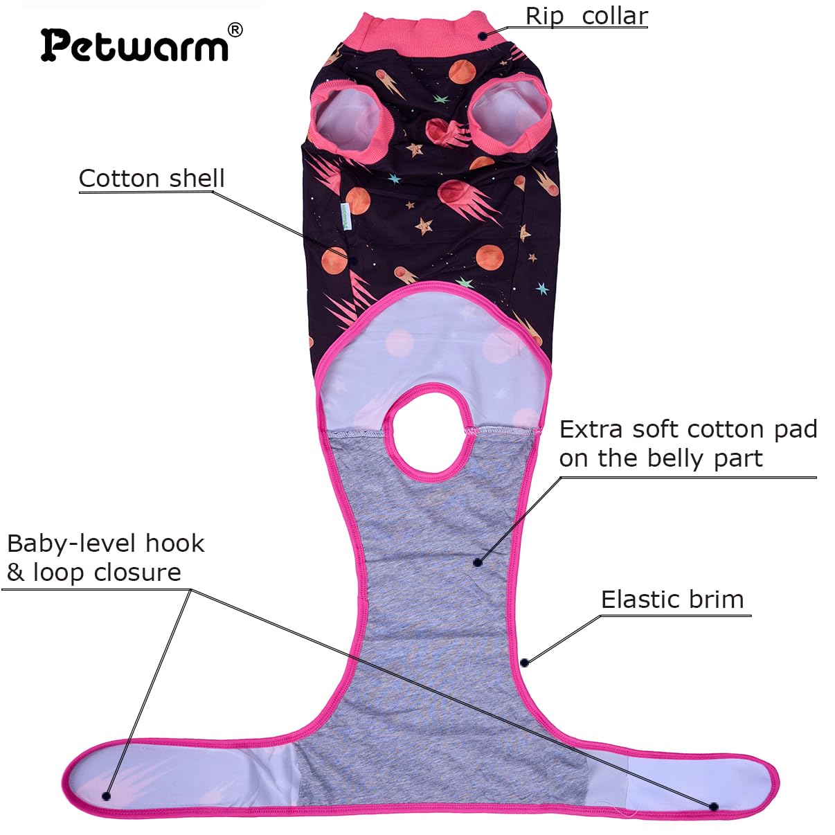 PetWarm galaxy orange worn by dog demonstrates e-collar alternative comfort