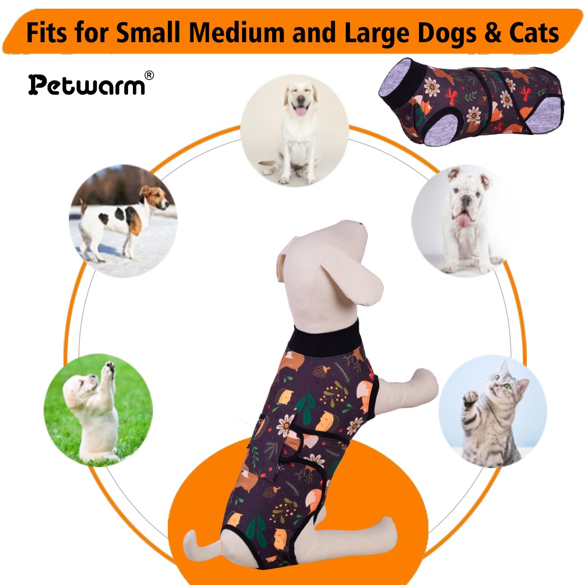 PetWarm dog recovery suit machine washable for quick cleaning