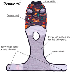 PetWarm dog recovery suit with zoo pattern design for post-op protection
