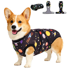PetWarm dog surgery suit front view offers comfortable recovery wear for post-op dogs