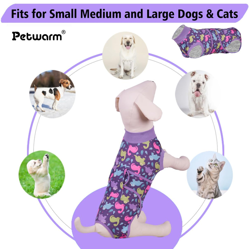 PetWarm Fashionable dog onesie worn at home increases style during recovery