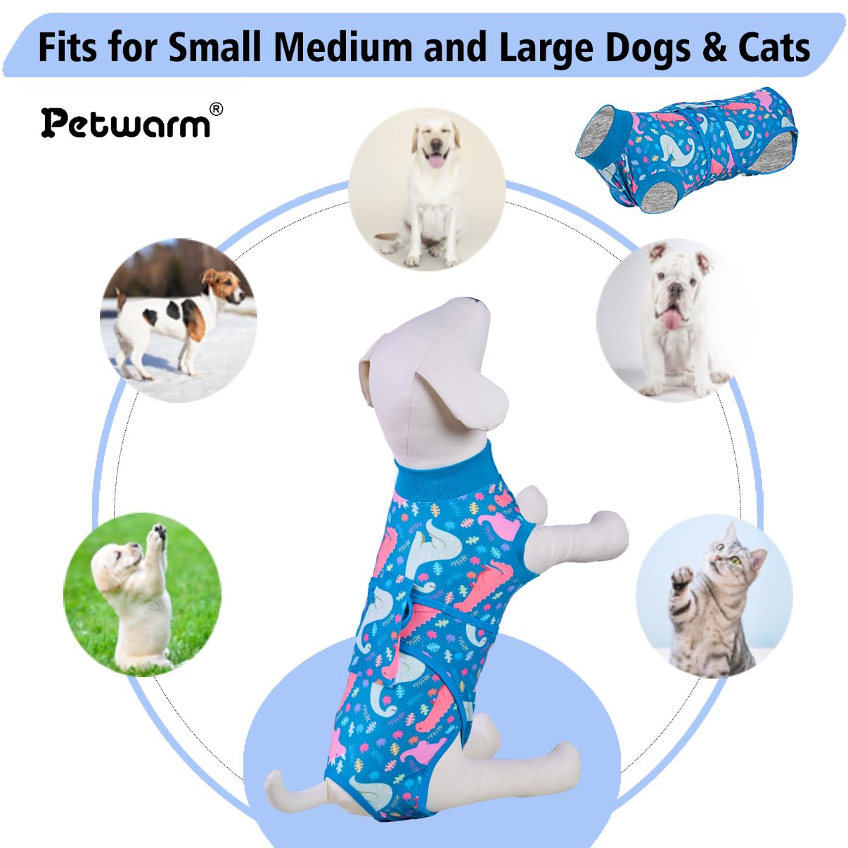 PetWarm multifunctional recovery suit doubles as weaning wear for puppies.