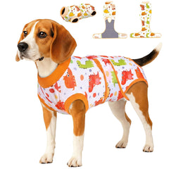 petwarm post-surgery dog onesie front view highlights comfortable fit for recovery
