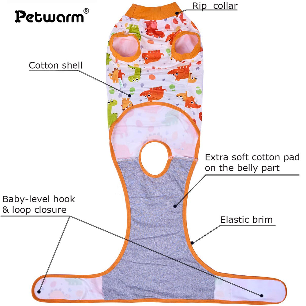 petwarm post-surgery dog onesie side view emphasizes full coverage during recovery