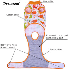 PetWarm recovery suit comfort-fit on dog during recovery and post-surgery care.