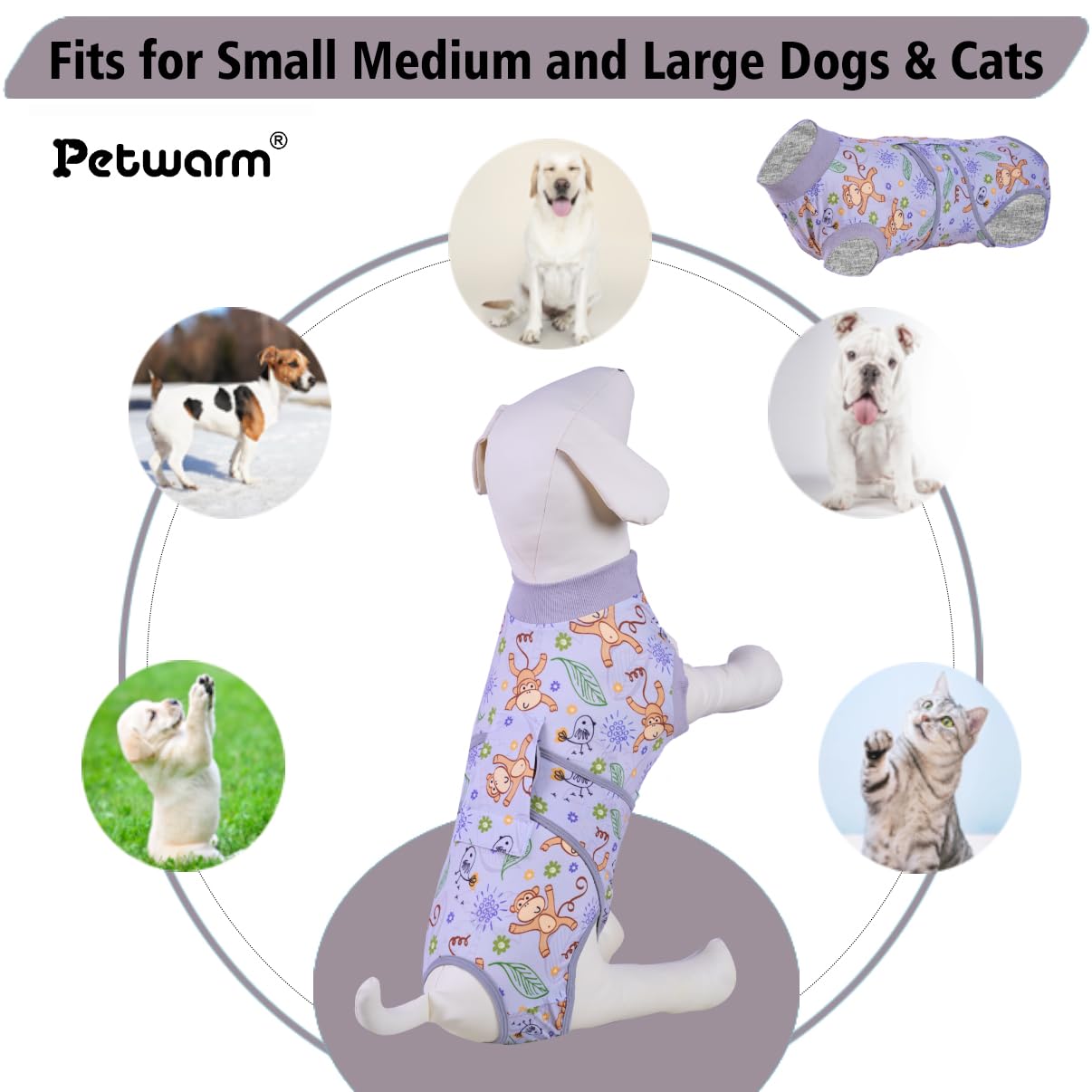 PetWarm recovery-suit-e-collar-alternative neutral design reduces need for traditional cones.
