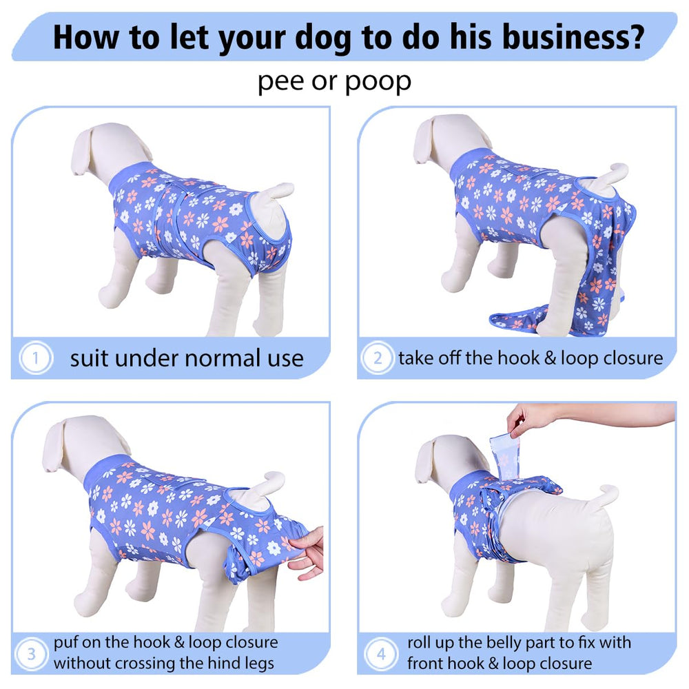 PetWarm Recovery suit easy on-off design facilitates meals and potty breaks