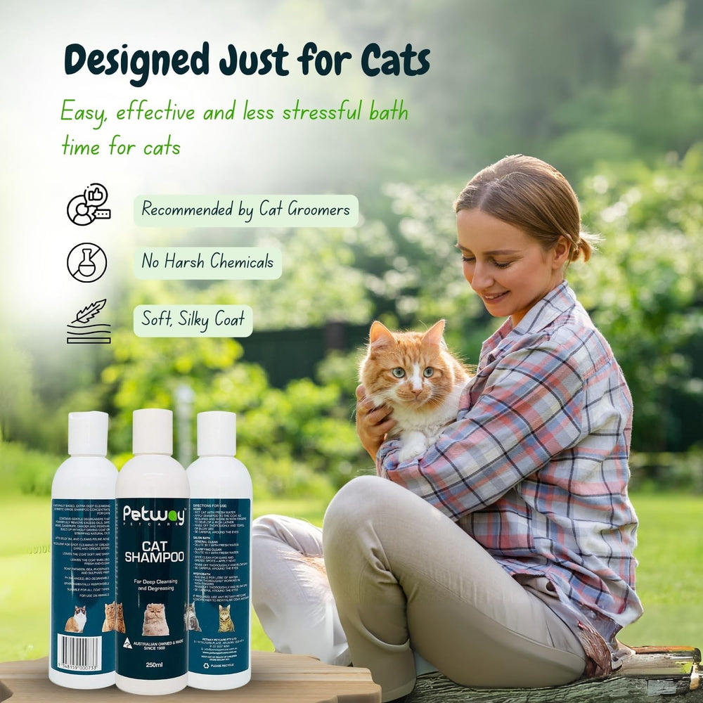 Petway Petcare Cat Shampoo cat in bath, calming experience and deep cleanse