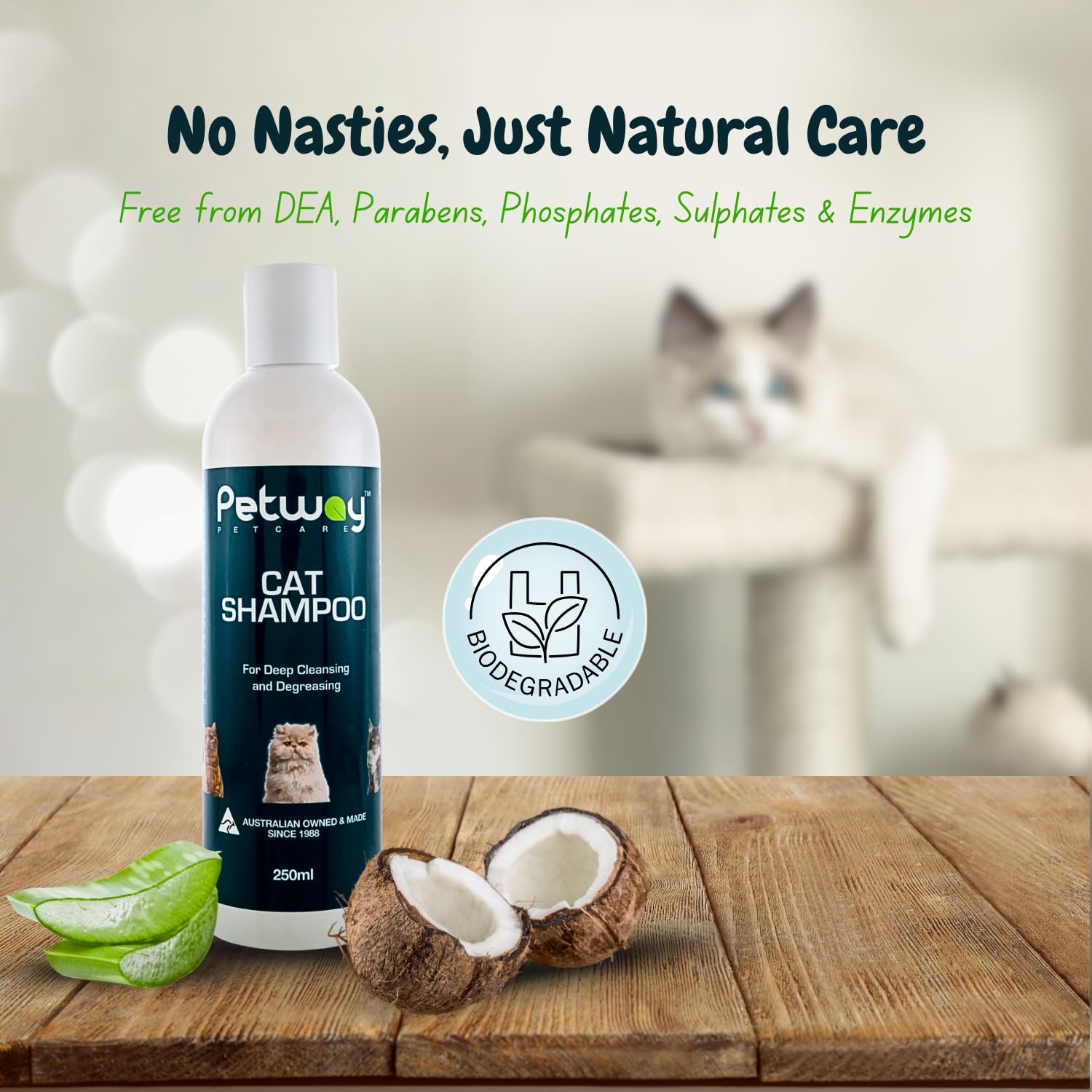 Petway Petcare Cat Shampoo rich foam coats the coat for gentle cleansing