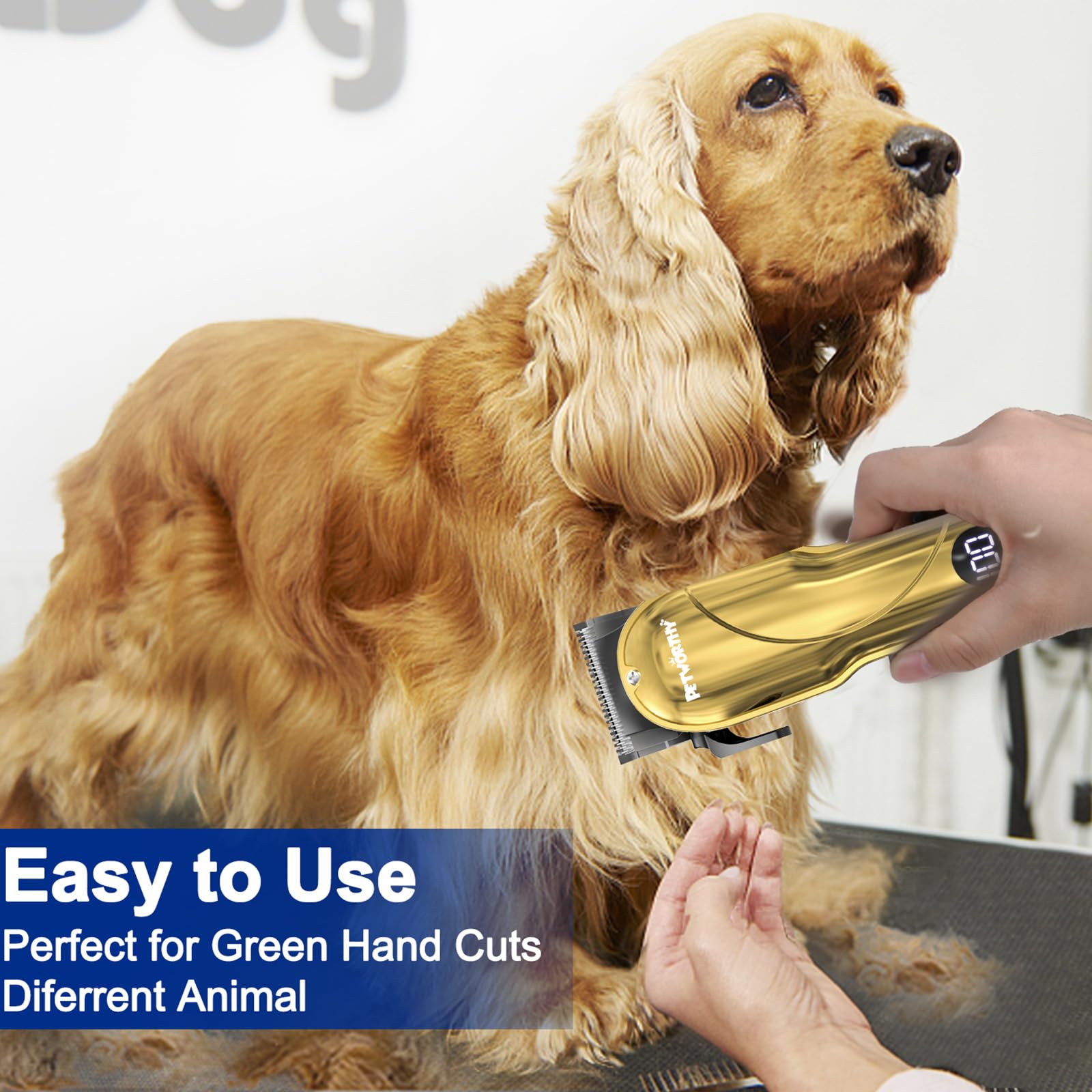 PETWORTHY Quiet Dog Grooming Kit accessories oil brush aid maintenance.