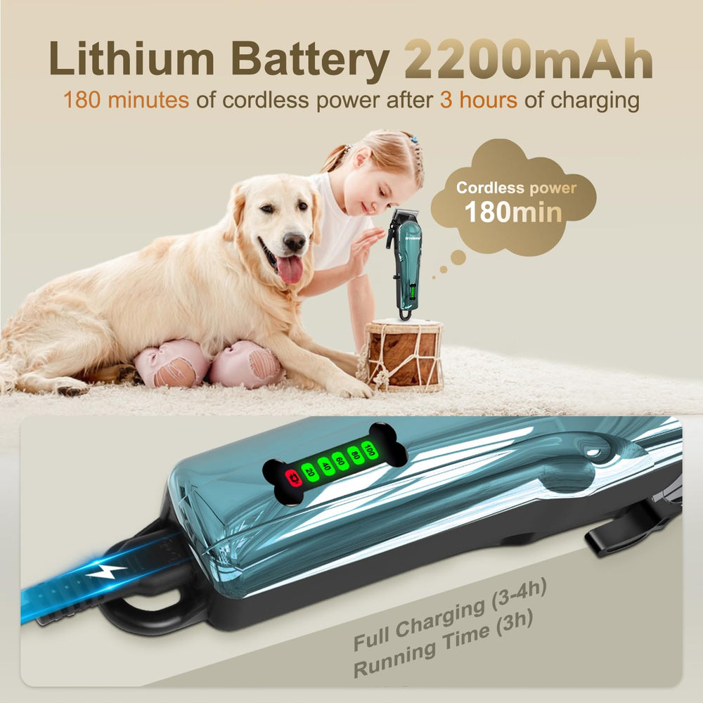 PETWORTHY Cordless operation enables trimming around legs and paws with ease.