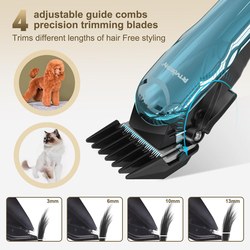 PETWORTHY Quiet Dog Grooming Kit low-noise motor reduces pet stress during grooming.